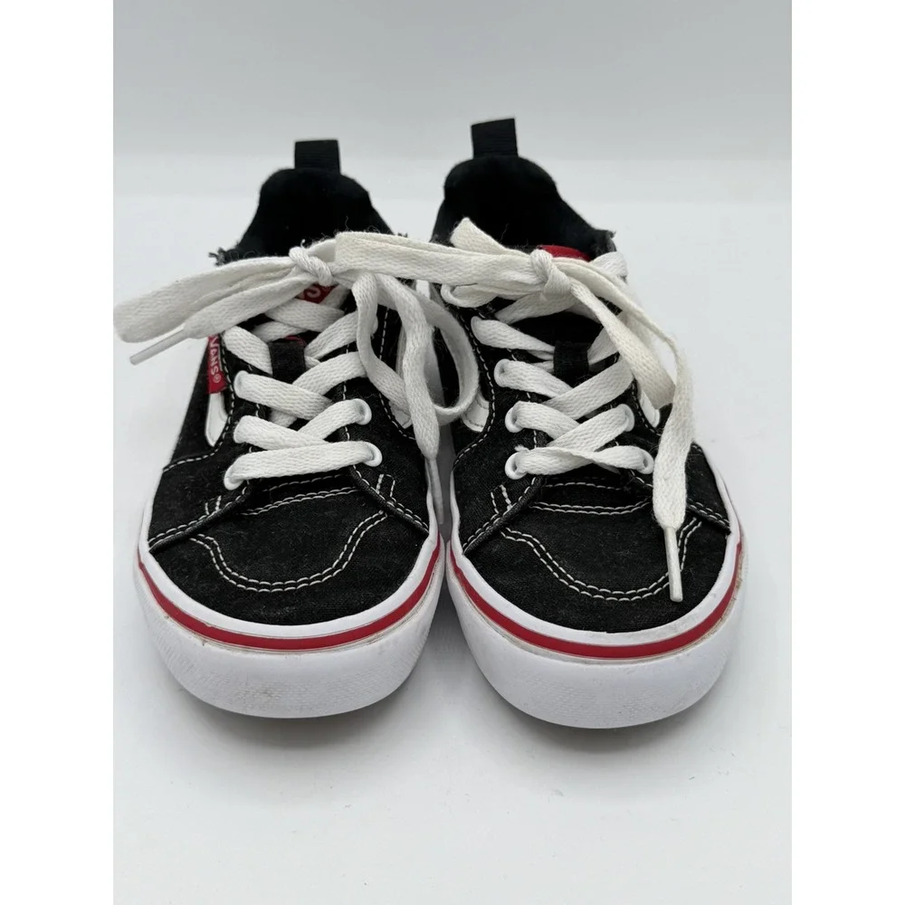 Vans Filmore Kids Low Top Flame Check Sidewall Black Skate Shoes Sneakers Sz 12